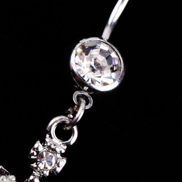 Crown Rhinestone Belly Button Piercing