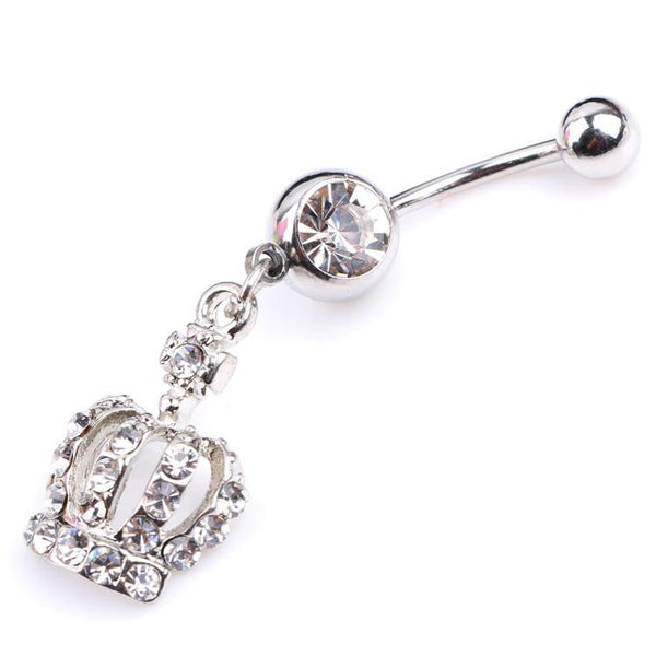 Crown Rhinestone Belly Button Piercing