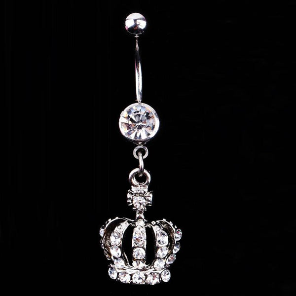 Crown Rhinestone Belly Button Piercing