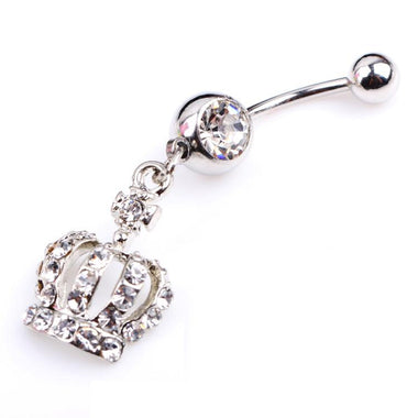 Crown Rhinestone Belly Button Piercing