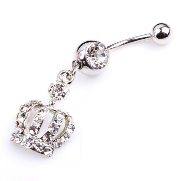 Crown Rhinestone Belly Button Piercing